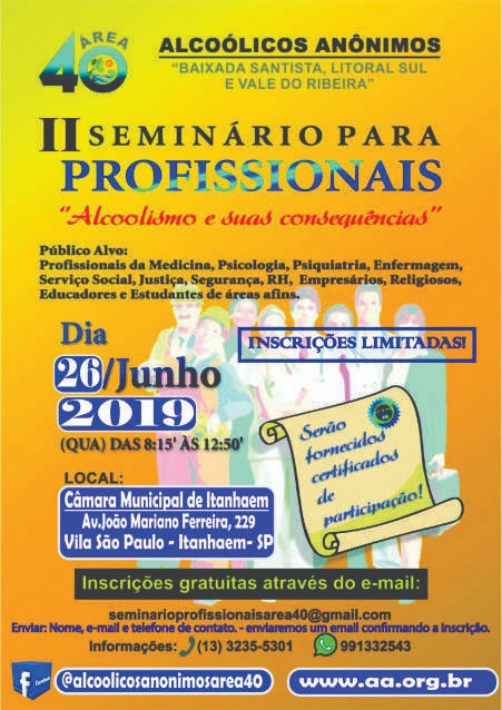 Imagem da notícia: 2º Seminário para Profissionais "Alcoolismo e suas consequências"     