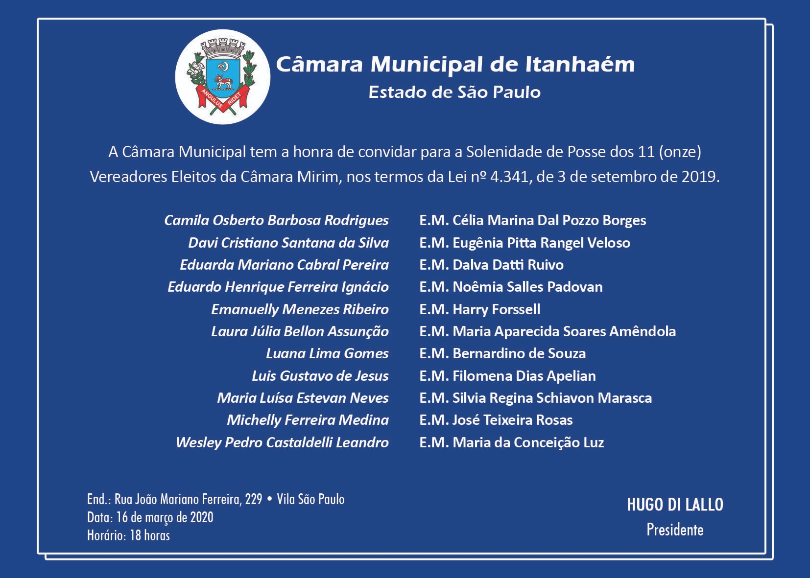 Imagem da notícia: Câmara Municipal altera data dos eventos da próxima semana