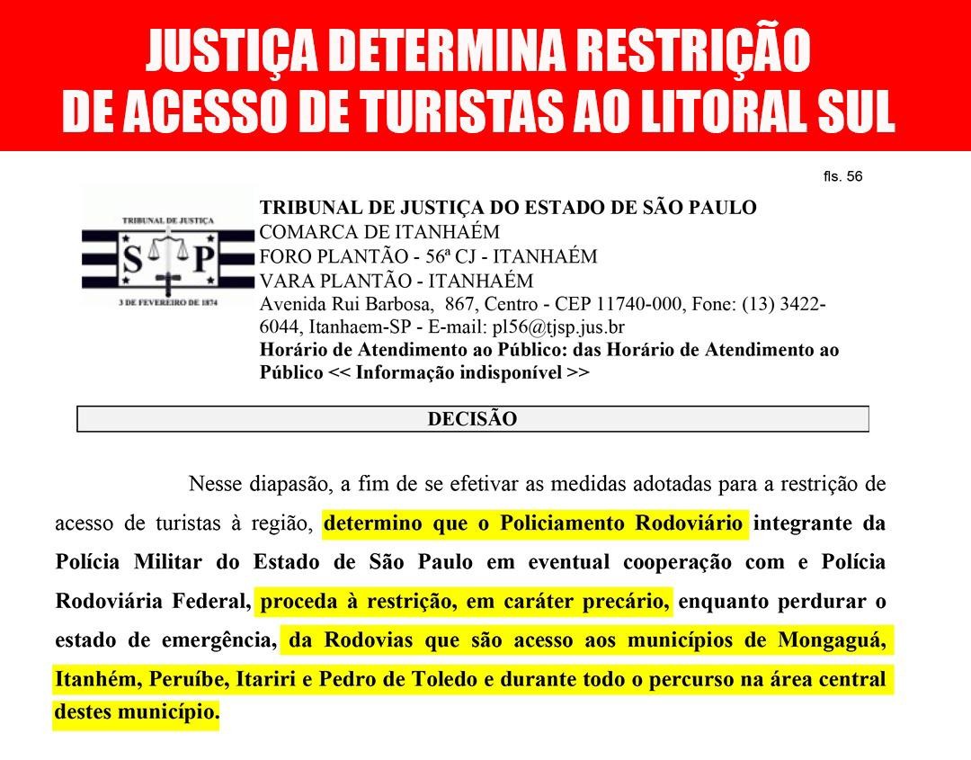 Imagem da notícia: Justiça determina restrição nas rodovias de acesso ao litoral de São Paulo 