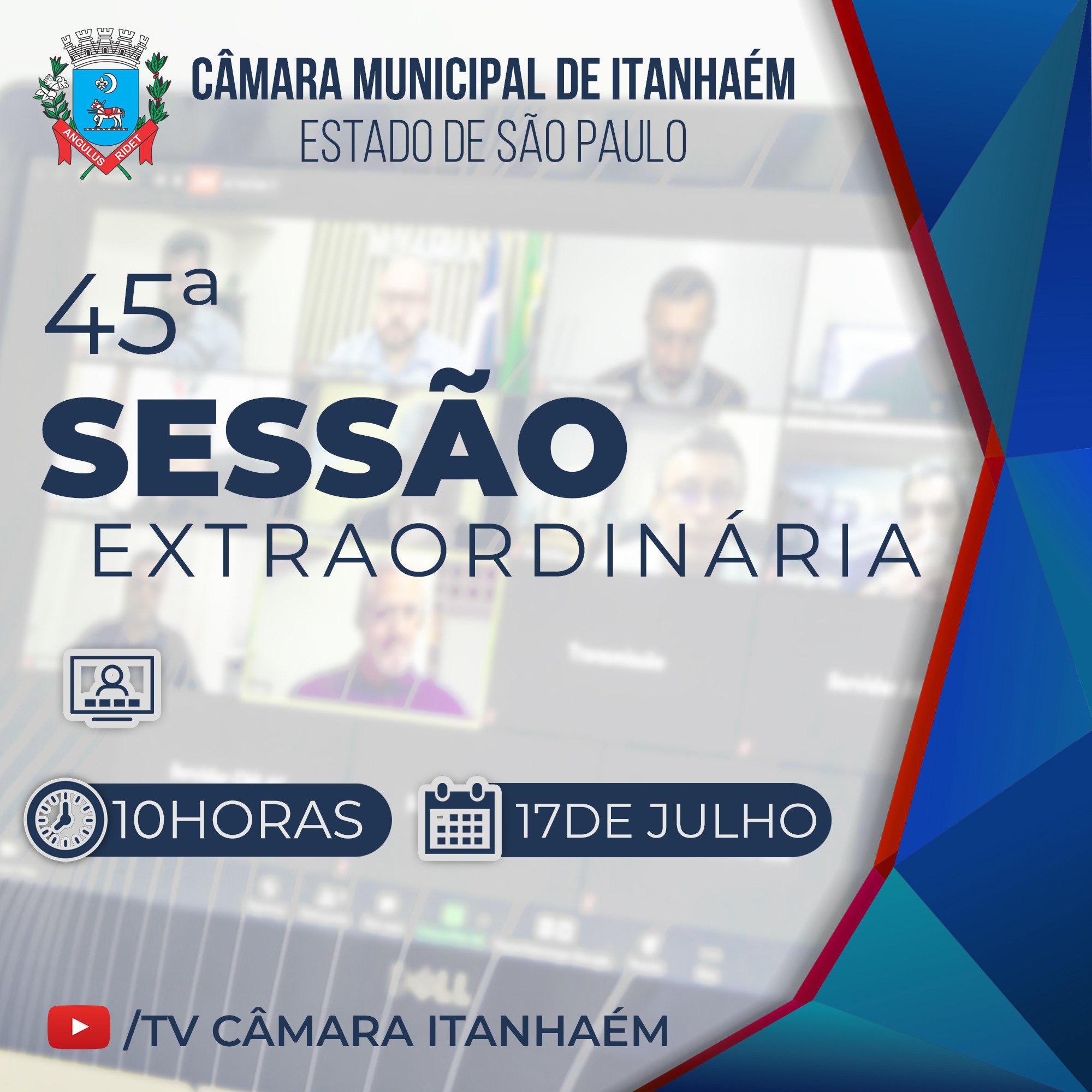 Imagem da notícia: 45ª Sessão Extraordinária acontece nesta sexta-feira (17)