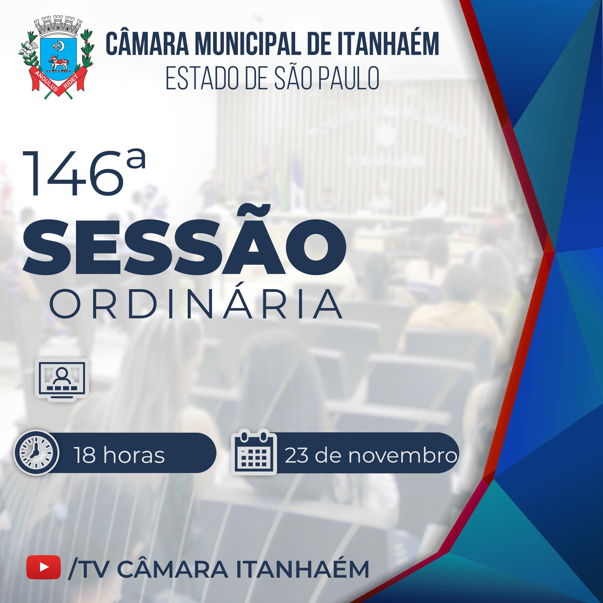 Imagem da notícia: 146ª Sessão Ordinária acontece nesta segunda-feira (23)