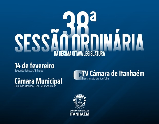 Imagem da notícia: 38ª Sessão Ordinária acontecerá nesta segunda; acompanhe as indicações e requerimentos