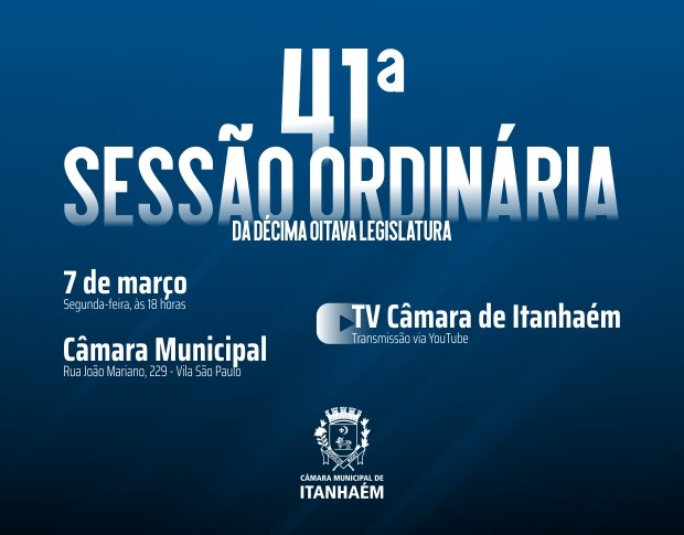 Imagem da notícia: Indicações e requerimentos serão apresentados por vereadores durante a 41ª Sessão Ordinária