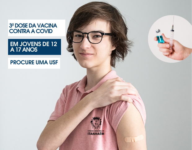 Imagem da notícia: Itanhaém imuniza com 3ª dose contra a Covid adolescentes de 12 a 17 anos