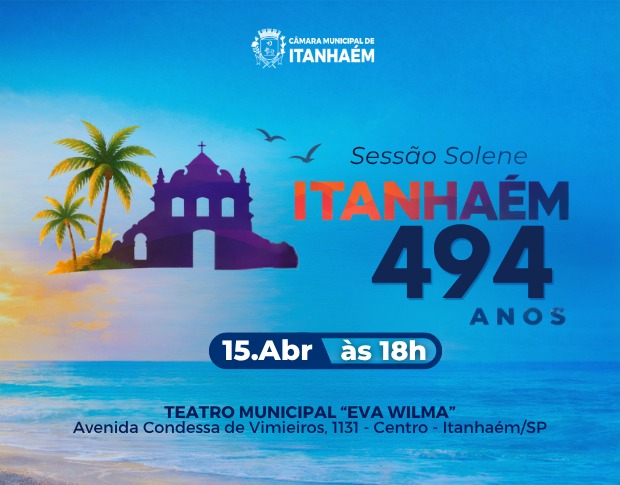 Imagem principal da notícia Câmara Municipal de Itanhaém realiza Sessão Solene em comemoração aos 494 anos do Município